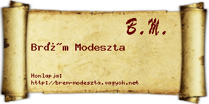 Brém Modeszta névjegykártya